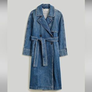 Oversized Denim Trench Coat in Rensberry Wash